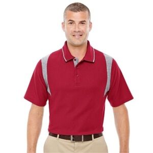 ☃️$5☃️ Men’s Devon & Jones  Red and Heather Gray Active Sports Golf Polo